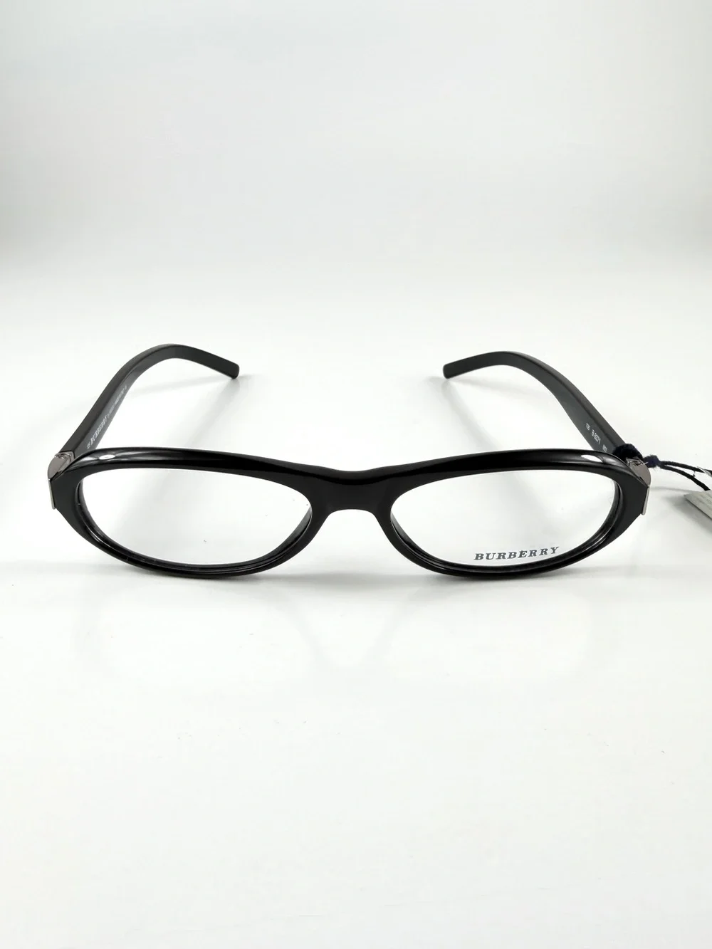NWT Burberry Vintage Oval Glasses B 8371 Black Silver Nova Check Y2K Full Set